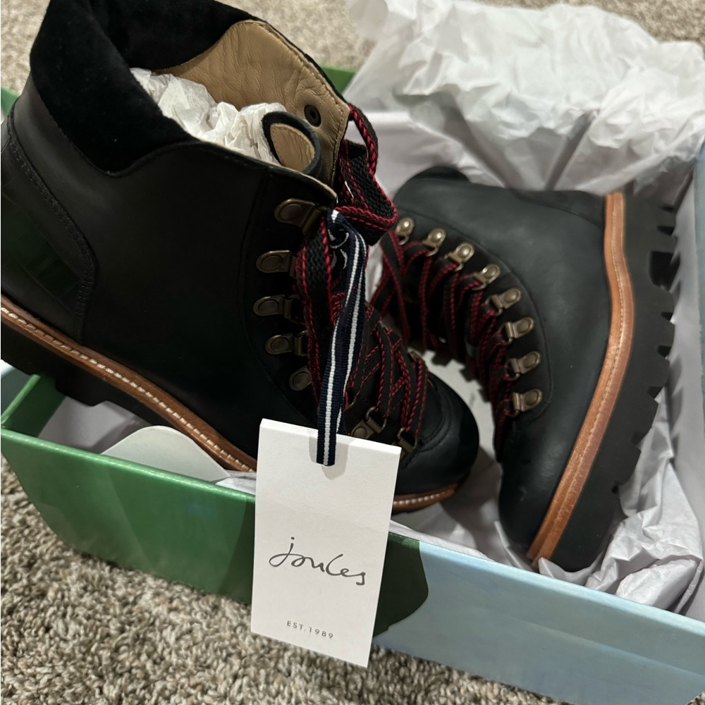 Joules brown leather Montrose hiking boots in Chestnut